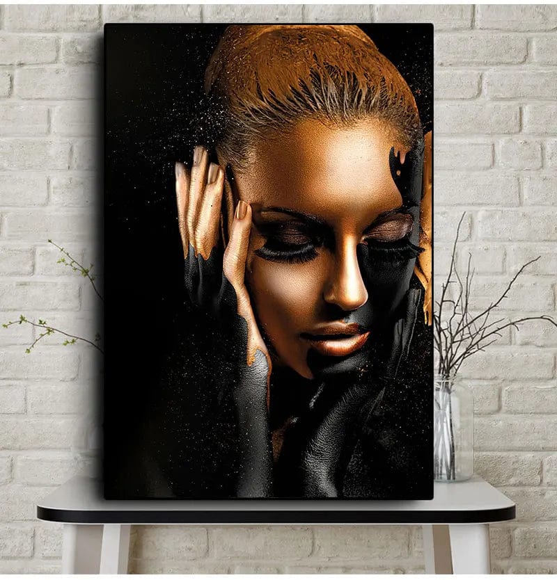 Canvanation Affiche Femme Noir Africaine Doré