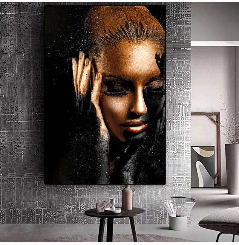 Canvanation Affiche Femme Noir Africaine Doré