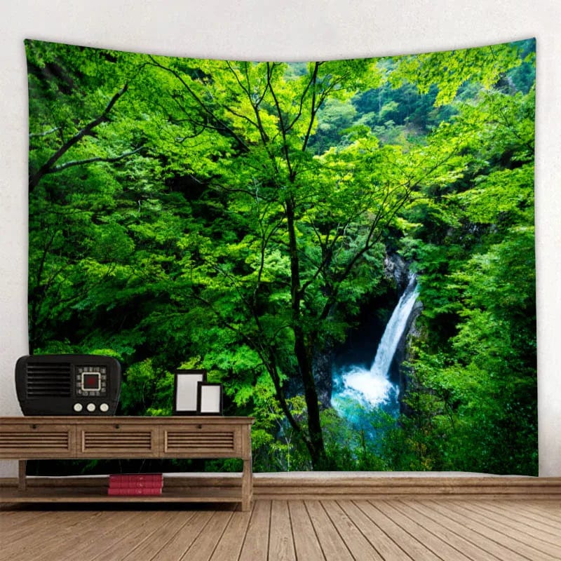 Canvanation Deep Purple / 150x100cm Tapisserie de cascade imprimé forêt paysage
