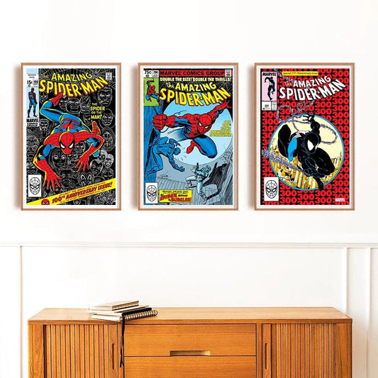 Canvanation Poster Marvel Vintage 100th 200th 300th Edition Spider-Man Comic Cover