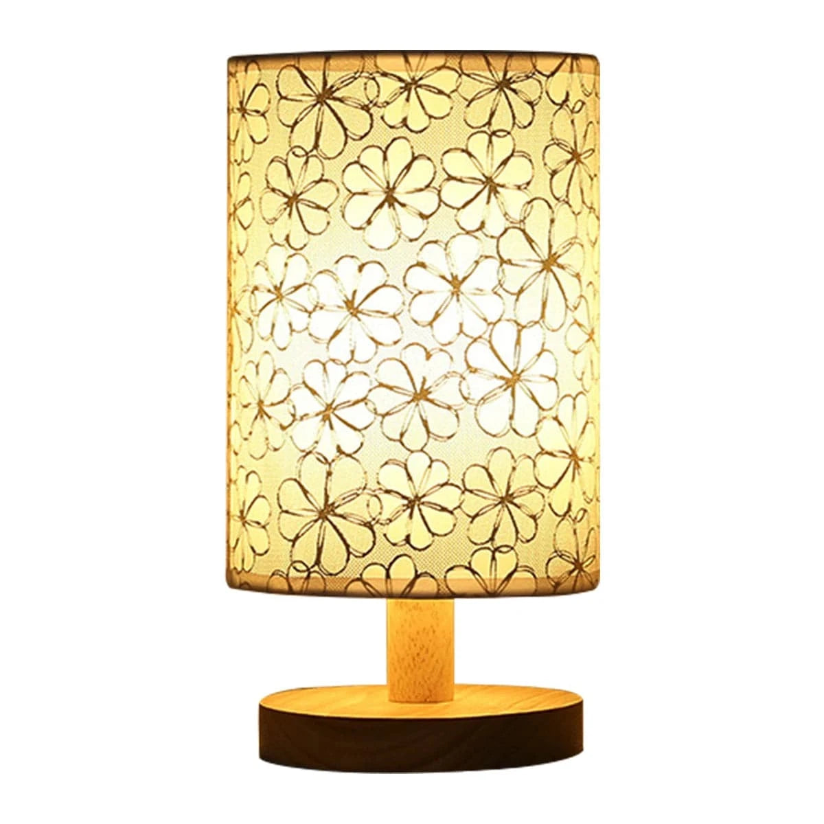 Canvanation USB / D Lampe de Chevet en Bois avec Abat-Jour en Lin – LED Tactile et USB