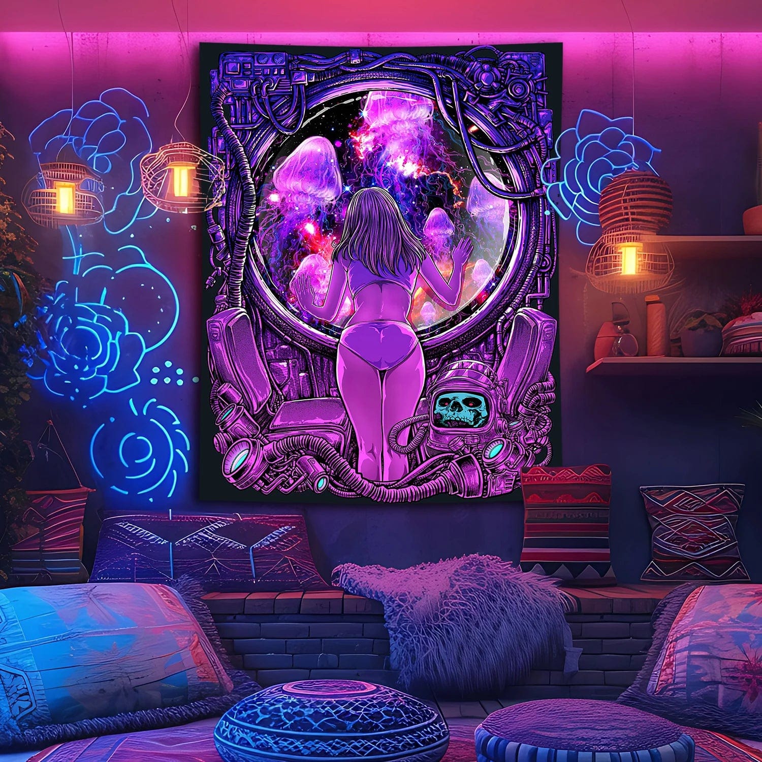 Canvanation 1500MMx1300MM Tapisserie Galaxie Espace Réactive aux UV – Pour une Ambiance Mystique et Féérique