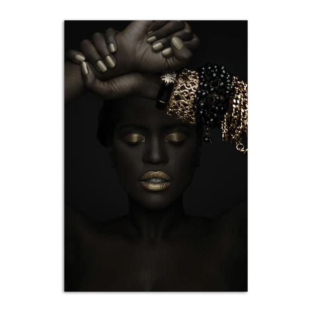 Canvanation 11 / 58x90CM Affiche Femme Africaine Noir Or