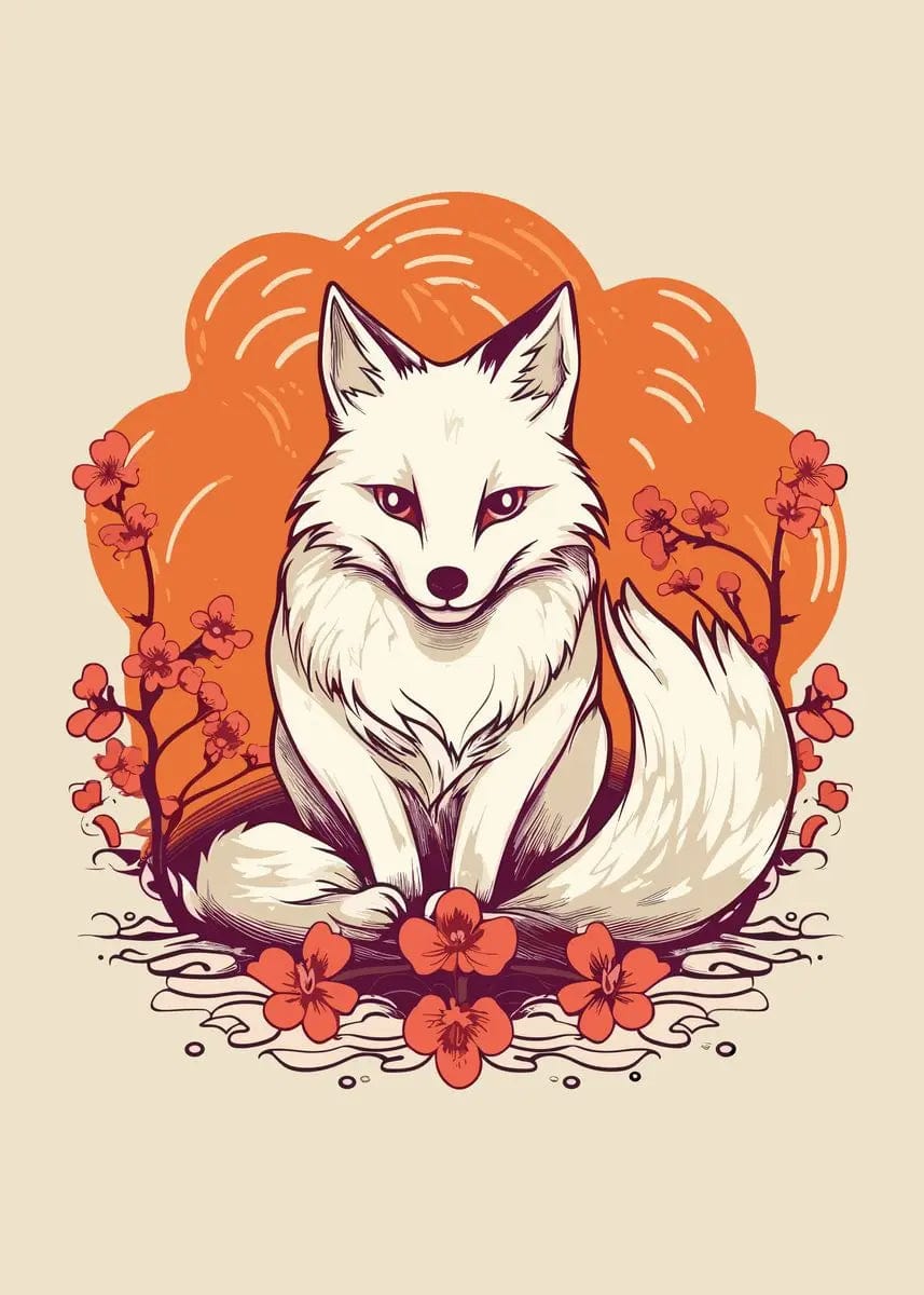 Canvanation 50X70cm / 2 Poster Japonais  Fox Kitsune