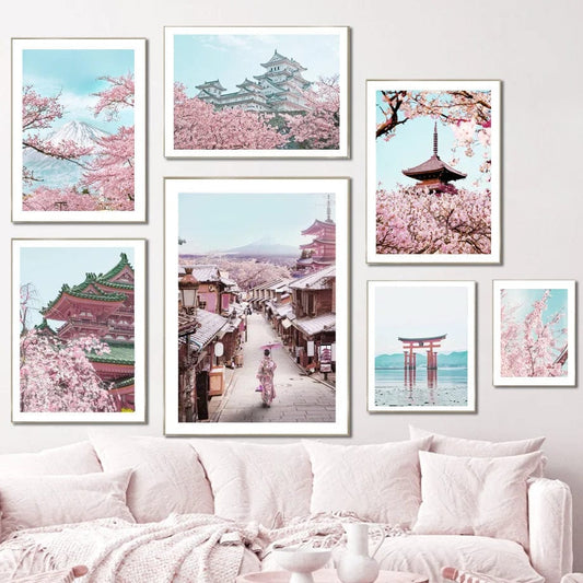 Canvanation Affiche Japonais Tokyo Cherry Mount Fuji Miyajima