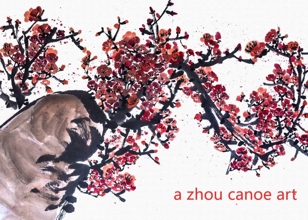 Canvanation 15 / 40X60cm Affiche Japonais Paysage Chinois Couple Oiseaux Forêt Montagne Rivière Poisson Carpe Koi