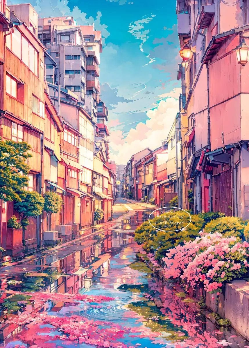 Canvanation 5 / 60X80cm Affiche Japonais De La Rue Tokyo de l'Anime Japonais Sakura