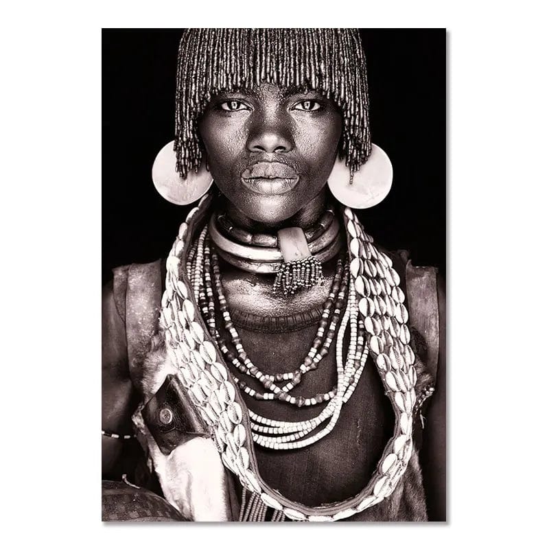 Canvanation 01 / 50x70cm Affiche Femme Africaine Noir Et Blanc