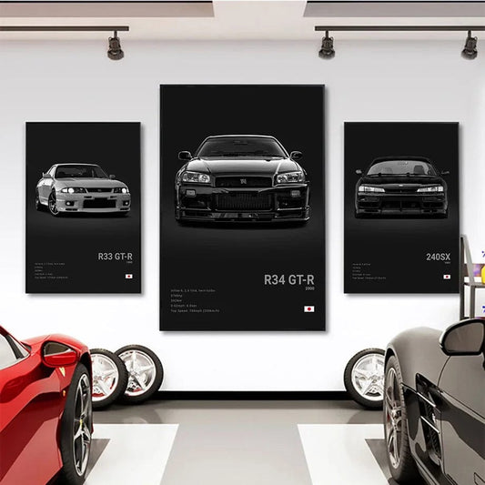 Canvanation Affiche Voiture Pop Noir Et Blanc Japon