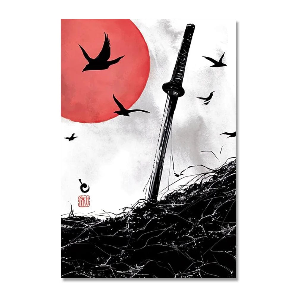 Canvanation Style 3 / 40X60cm Affiche Japonais Art Mural De Style Samouraï à L'encre