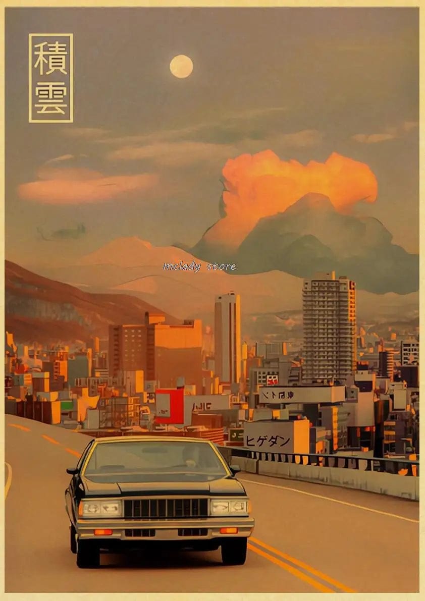 Canvanation L212 19 / 30X21CM Poster Ville Vintage Japon Ville De Nuit