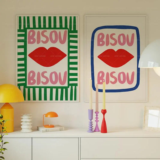 Canvanation Affiche Citation Française Bisou