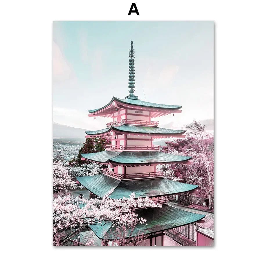 Canvanation A / 40X60cm Affiche Japonaise Mont Fuji Sakura rose
