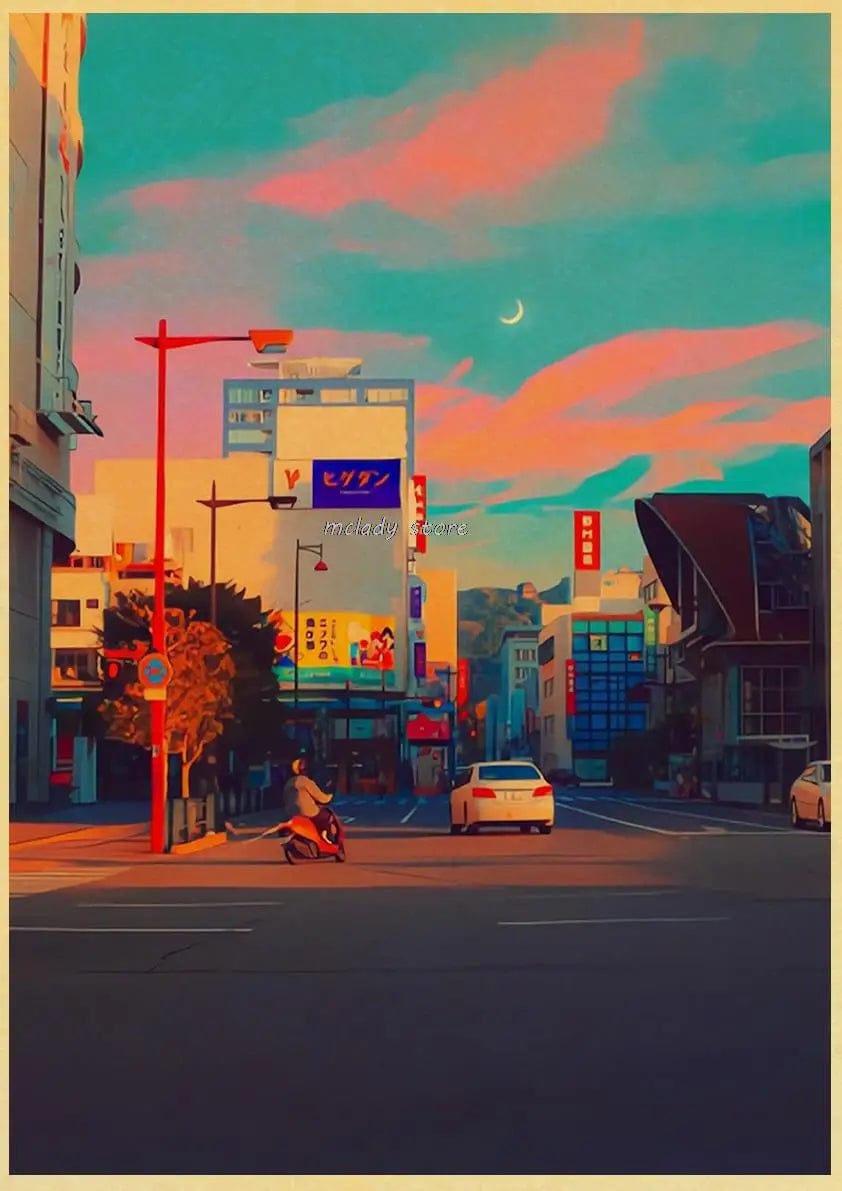 Canvanation L212 6 / 30X21CM Poster Ville Vintage Japon Ville De Nuit