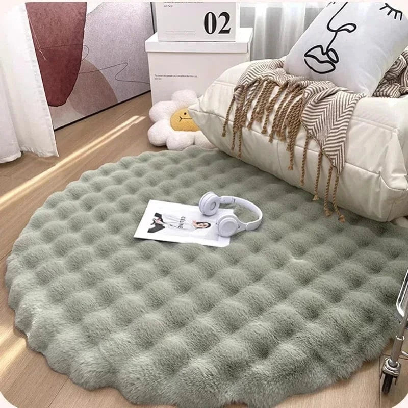 Canvanation Vert / 50X50CM Tapis De Chambre - Rond Super Moelleux De Couleur Unie