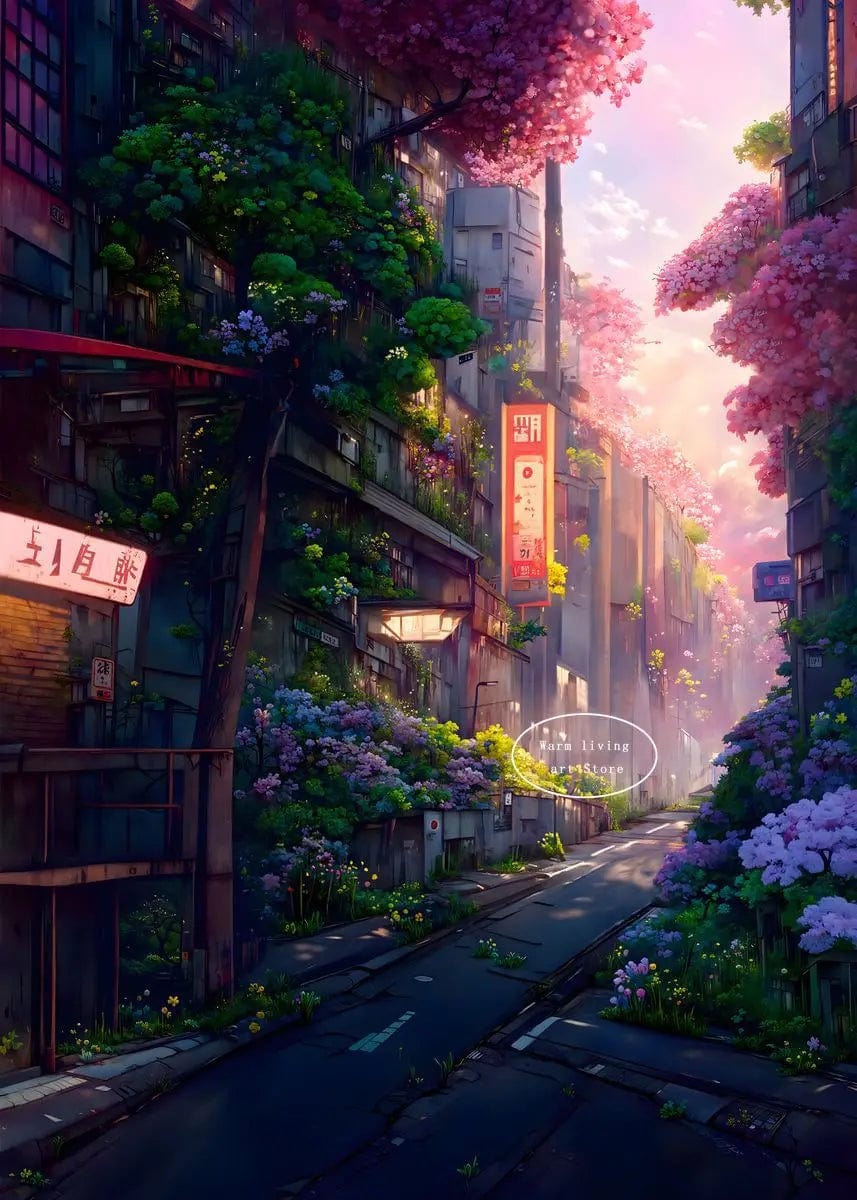 Canvanation 8 / 60X80cm Affiche Japonais De La Rue Tokyo de l'Anime Japonais Sakura