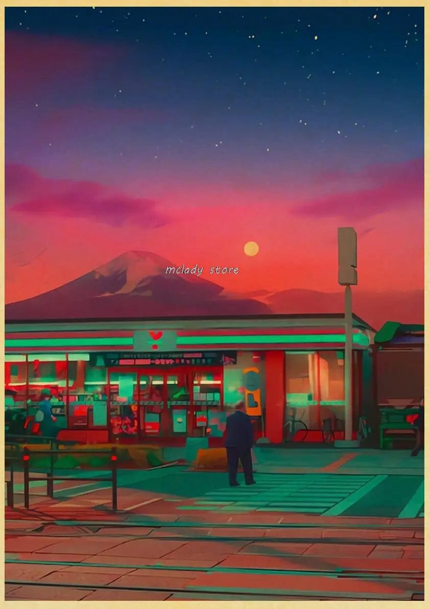 Canvanation L212 13 / 30X21CM Poster Ville Vintage Japon Ville De Nuit