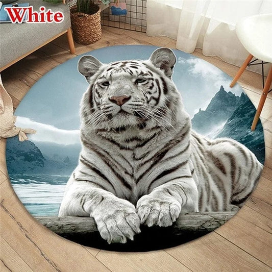 Canvanation Tapis De Chambre Lion, Leopard Rond