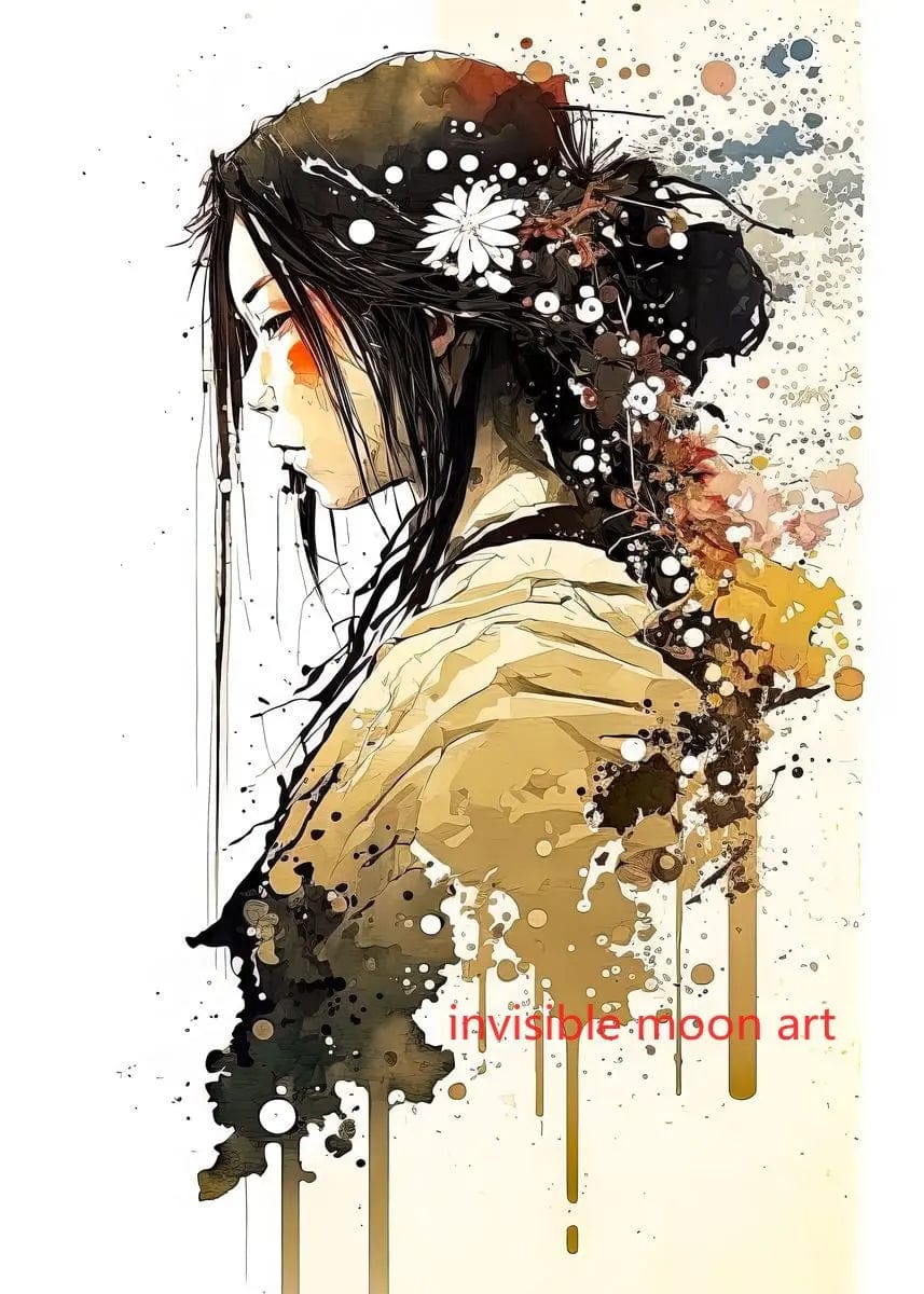 Canvanation 13 / 60X80cm Affiche Japonais d'une geisha en fleurs Sakura