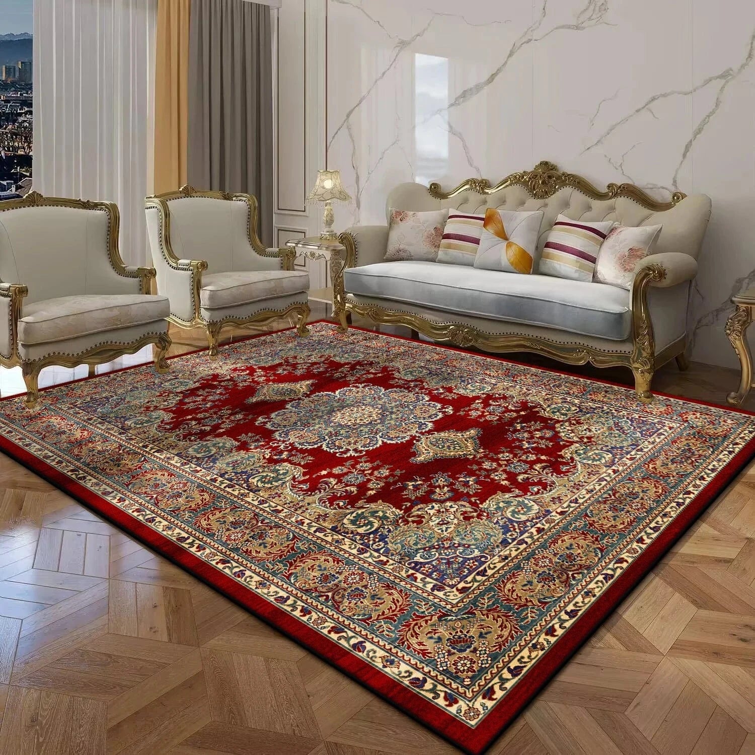 Canvanation Perse Rouge De Luxe / 100x160cm 39.4x63in Tapis De Salon - Perse Rouge De Luxe