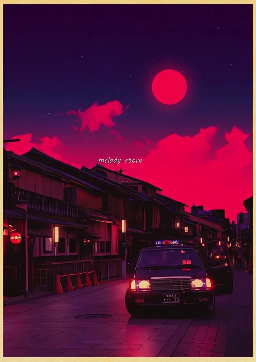 Canvanation L212 20 / 30X21CM Poster Ville Vintage Japon Ville De Nuit