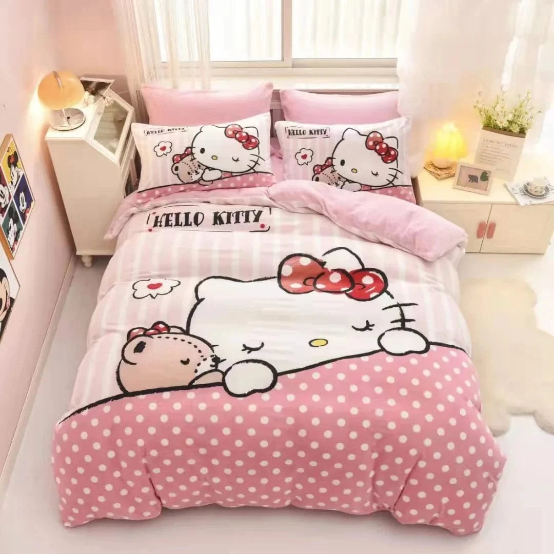 Canvanation P / US 228x228cm 3PCS Housse De Couette - Pink Hello Kitty