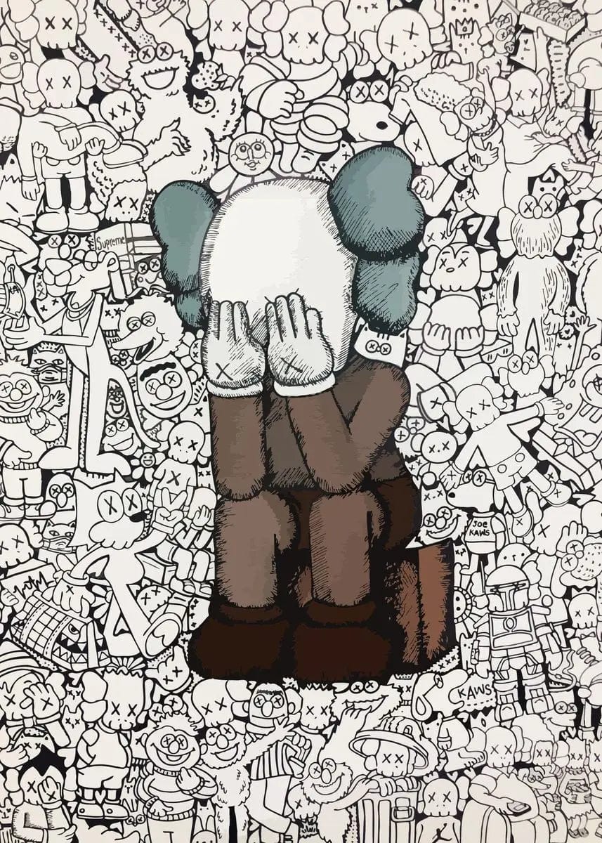 Canvanation 28 / 40X60cm Sans Cadre Poster Street Art Kaws Triste Dessin