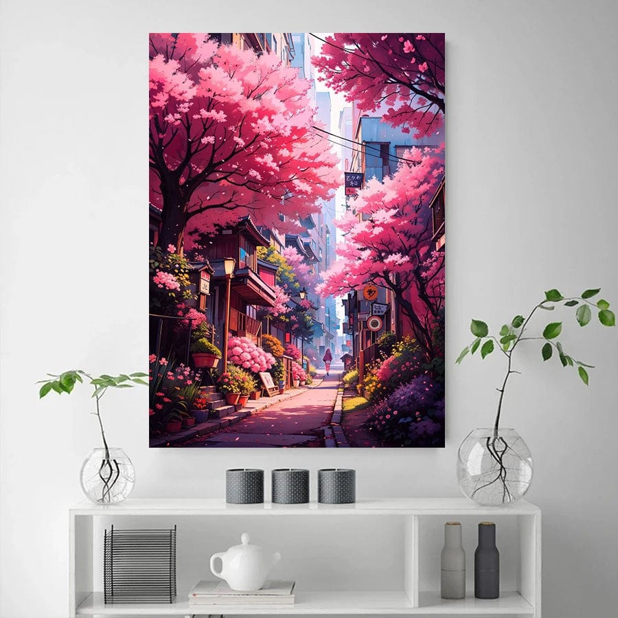Canvanation Affiche Japonais De La Rue Tokyo de l'Anime Japonais Sakura