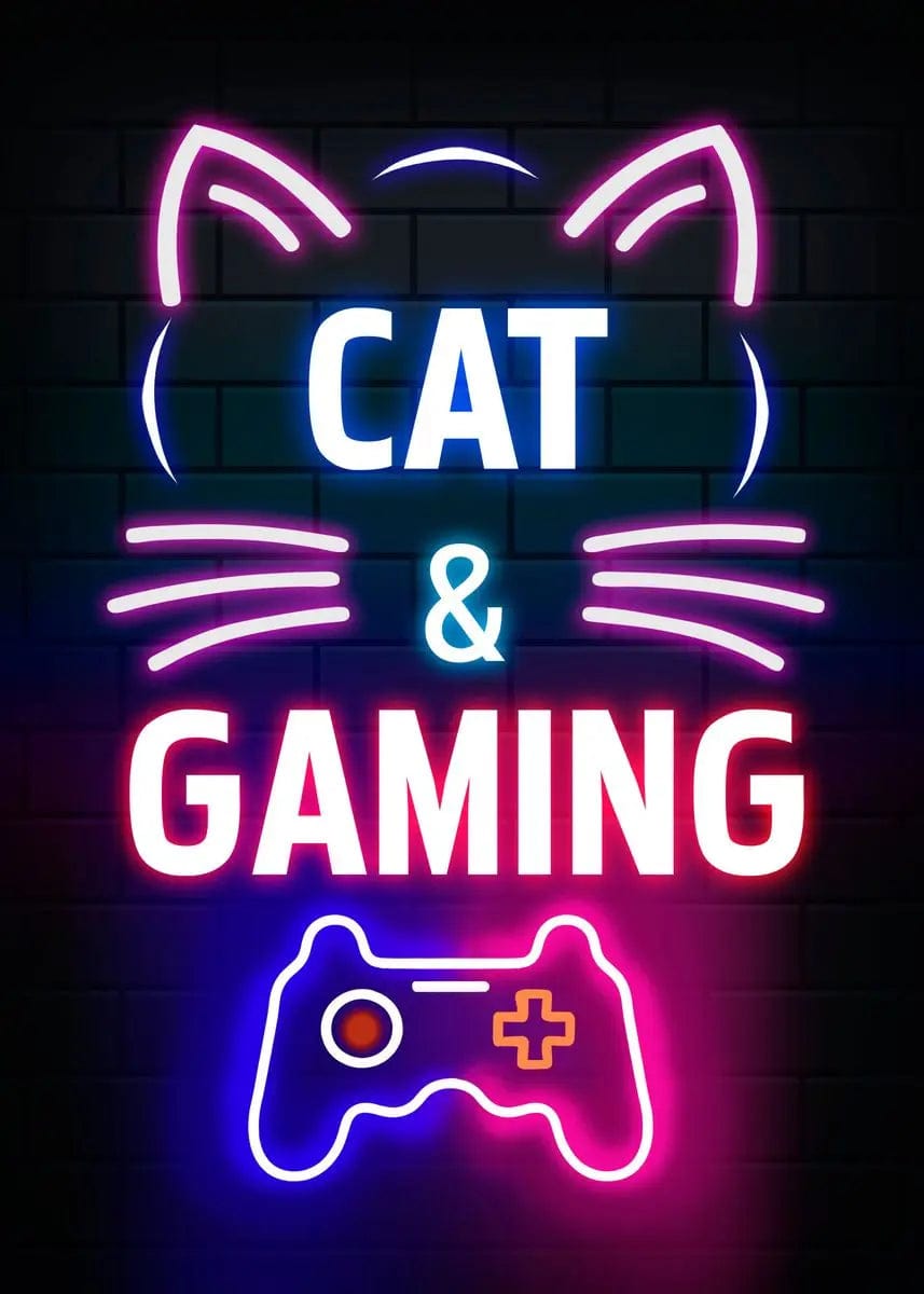 Canvanation H / 20X30cm Affiche Chat Neon Chambre Gaming