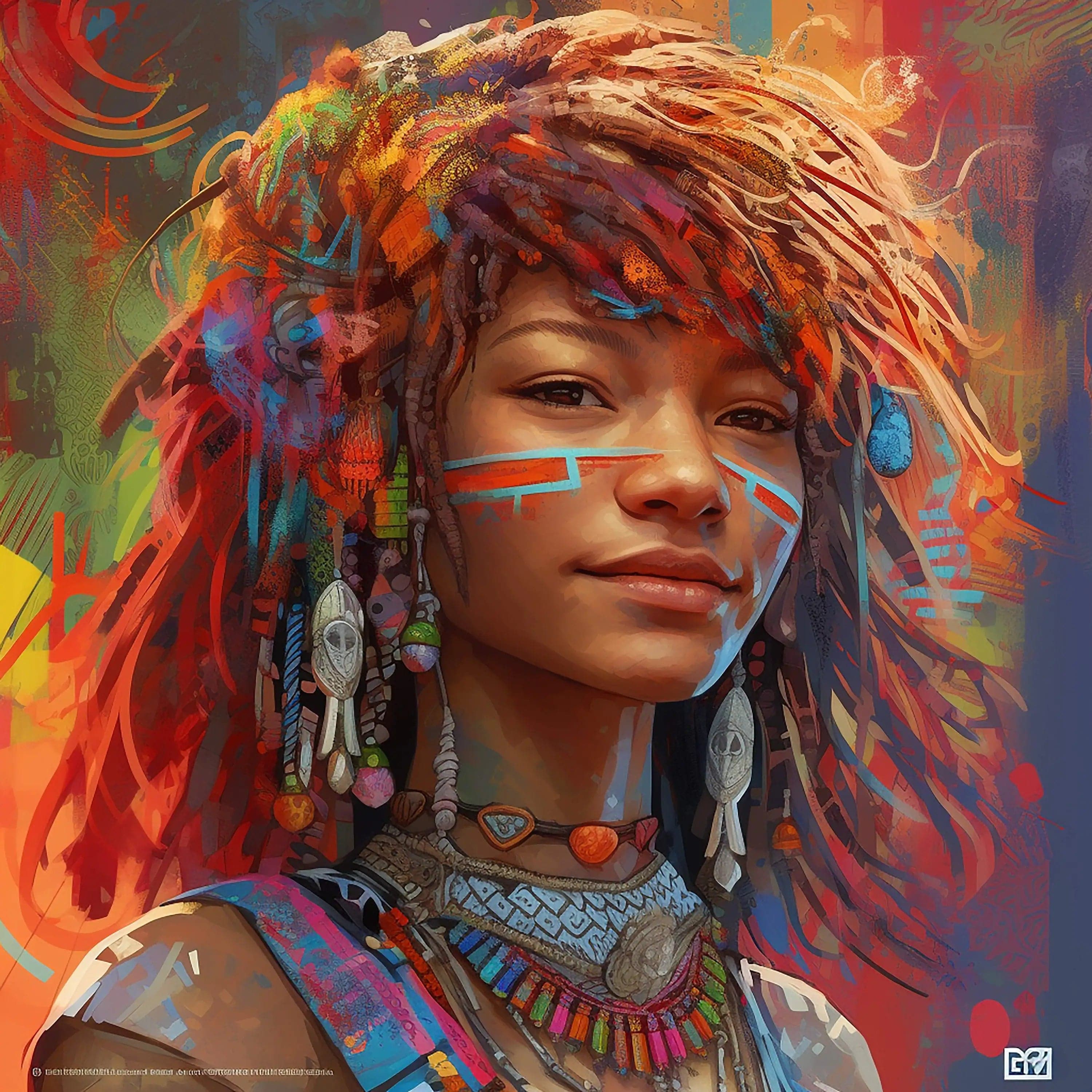 Canvanation DARK GRAY / 70x70cm Affiche Femme Africaine Coloré