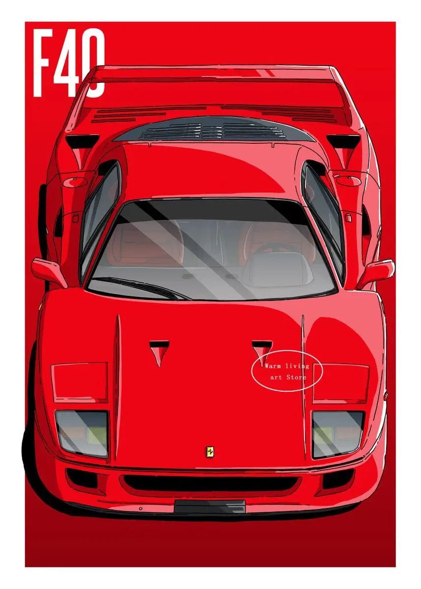 Canvanation 28 / 40x60cm Affiche Voiture De Sport Rouge Ferraris