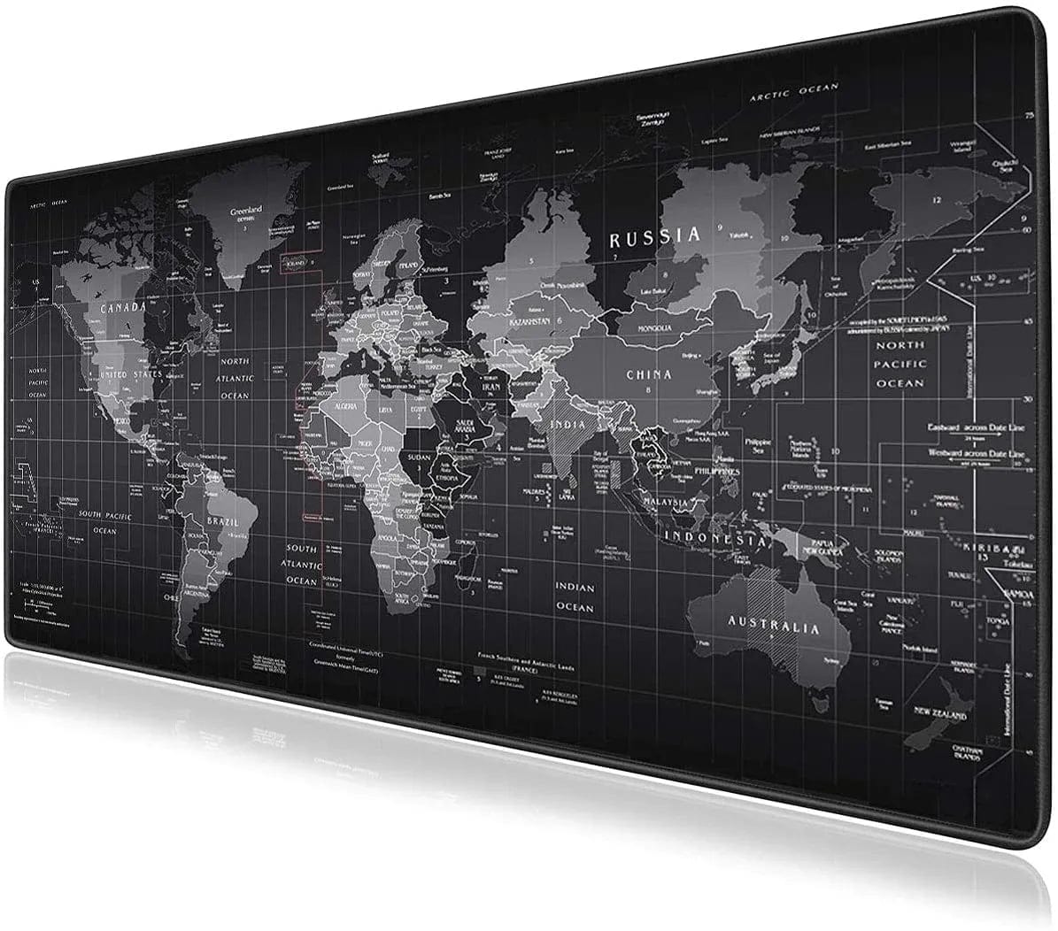 Canvanation Tapis De Souris - Carte Du Monde Noir Et Blanc
