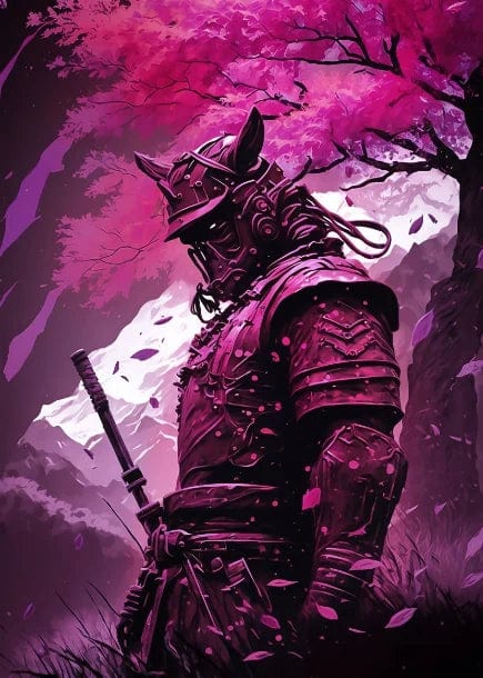 Canvanation Chocolate / 55x80cm Affiche Japonais Samurai Sakura Guerrier Coucher De Soleil