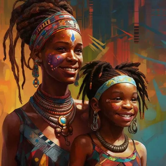 Canvanation PF28396 / 50x50cm Affiche Africain Femmes Et Enfants