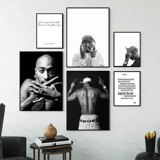 Canvanation Affiche Rap Tupac Shakur Noir Blanc Photographie