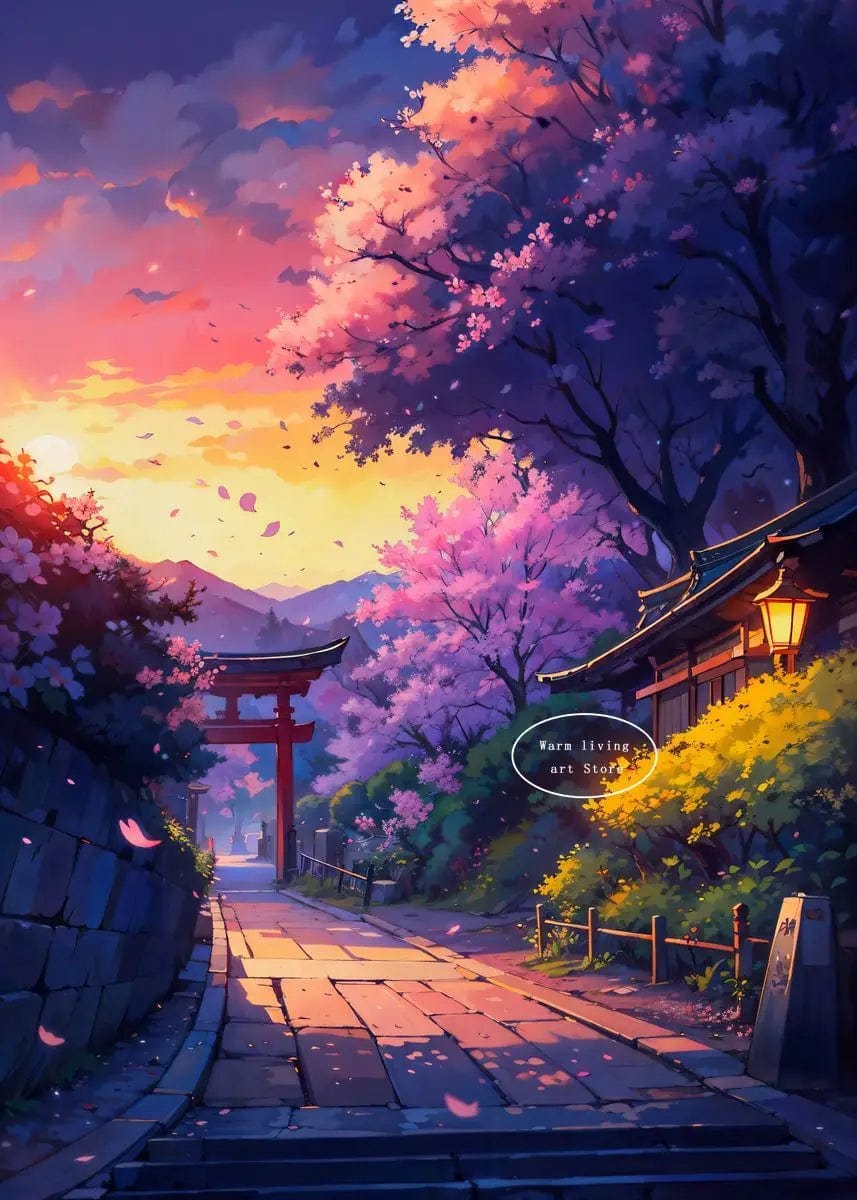 Canvanation 19 / 60X80cm Affiche Japonais De La Rue Tokyo de l'Anime Japonais Sakura