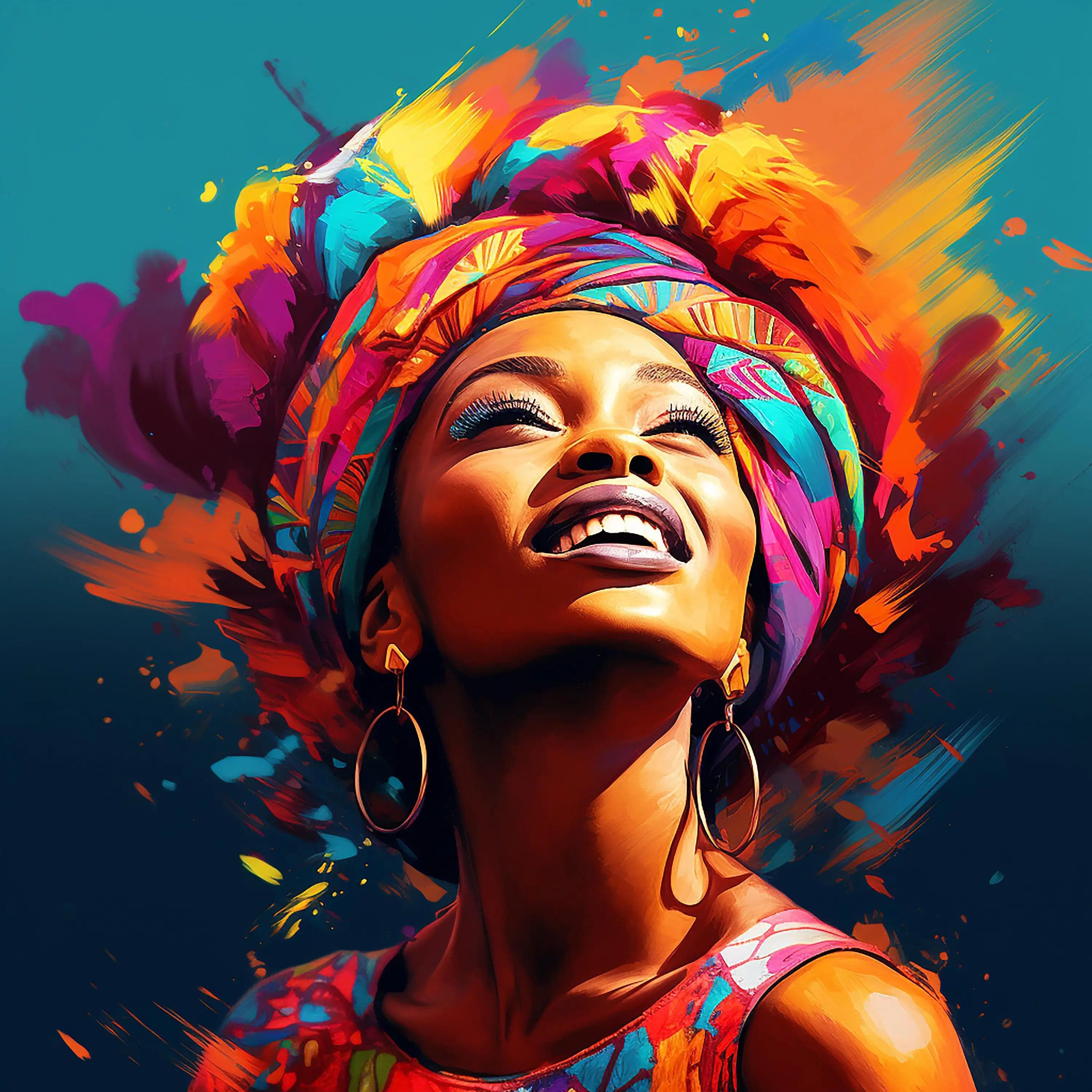Canvanation PF 40512 / 58x58cm Affiche Femme Africaine Coloré