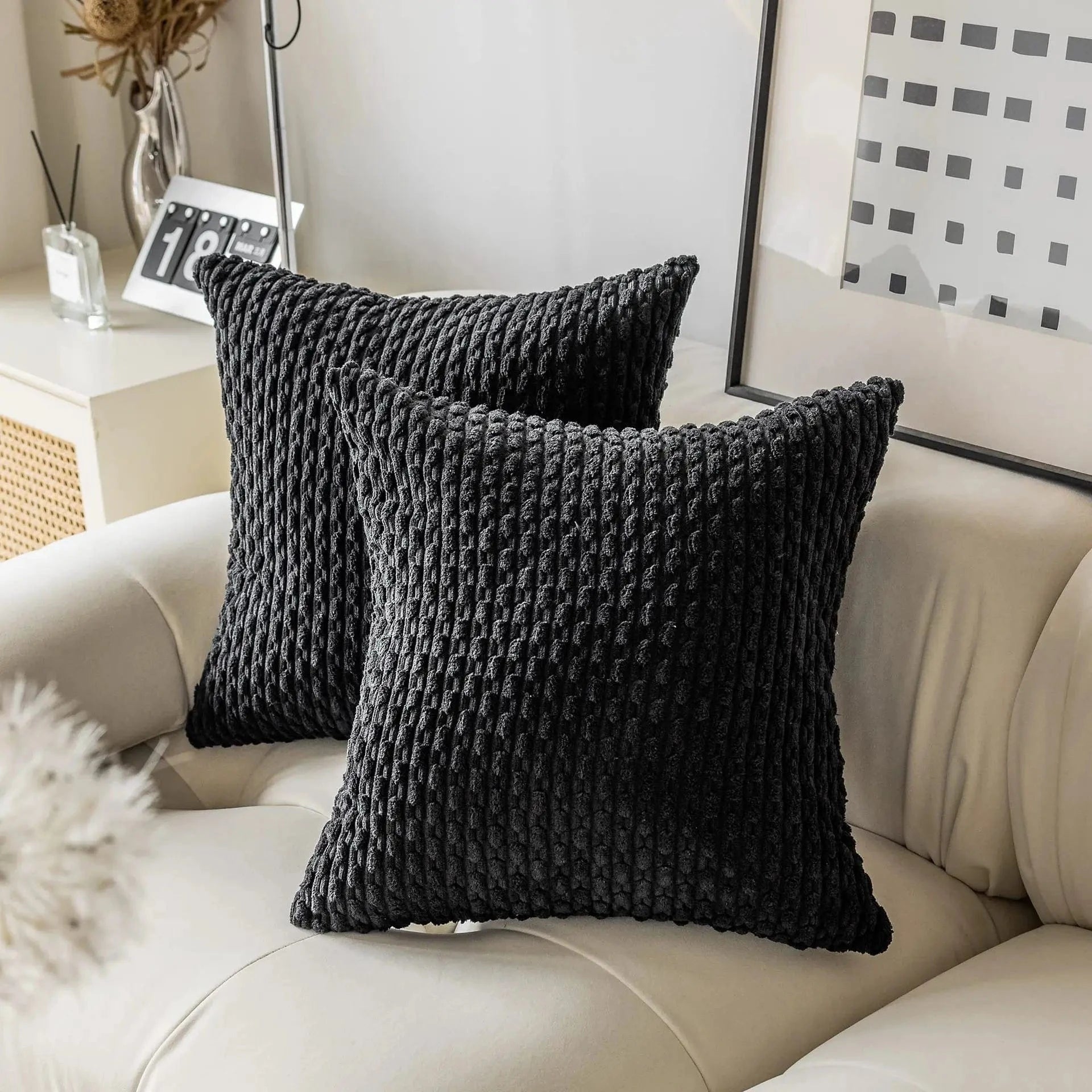 Canvanation Noir / 45x45cm Housse de Coussin Élégante et Confortable