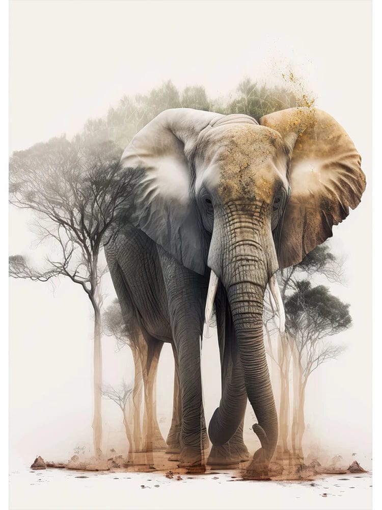 Canvanation D / 50x70cm Affiche Abstrait Elephant Coucher De Soleil