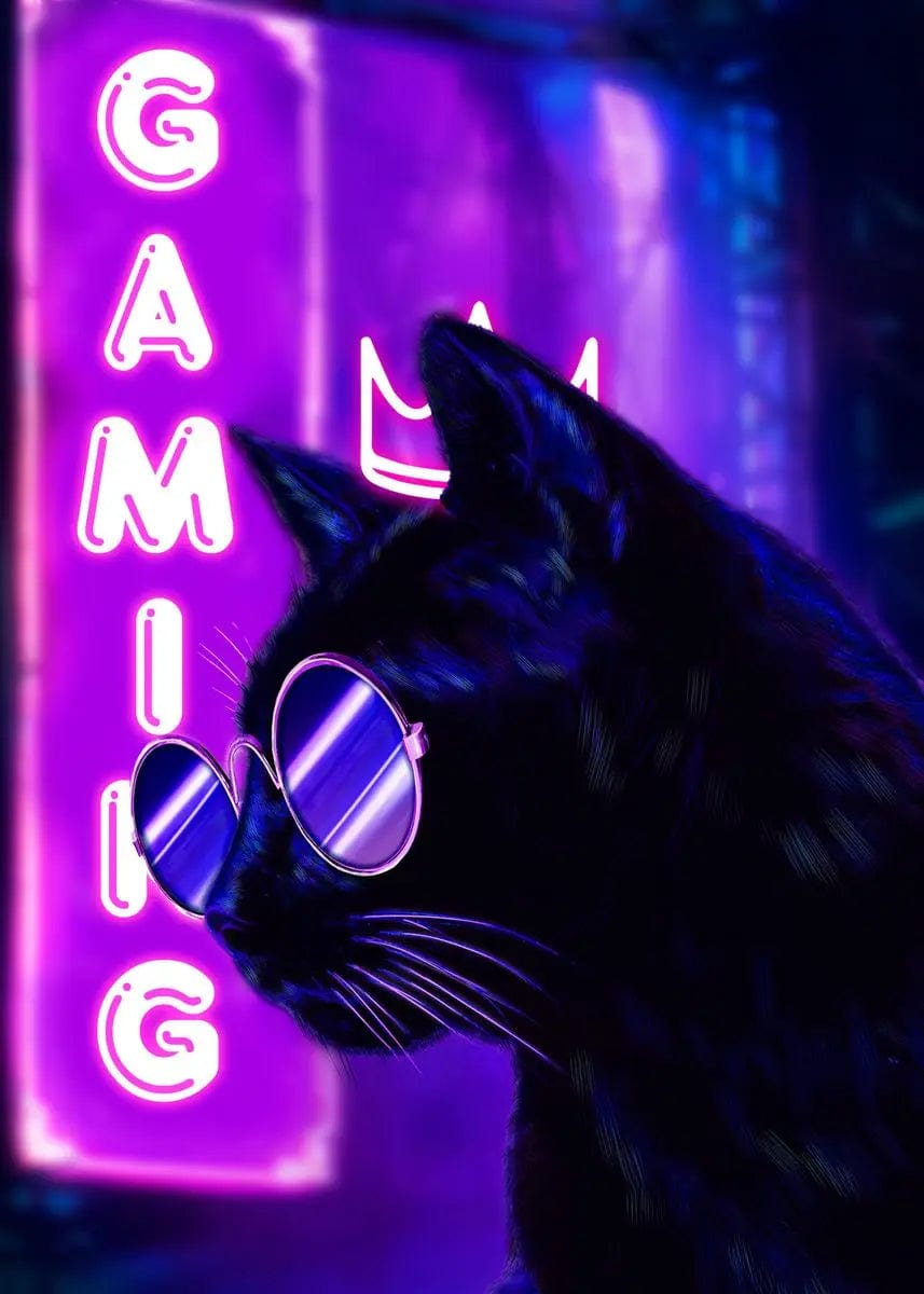 Canvanation E / 20X30cm Affiche Chat Neon Chambre Gaming