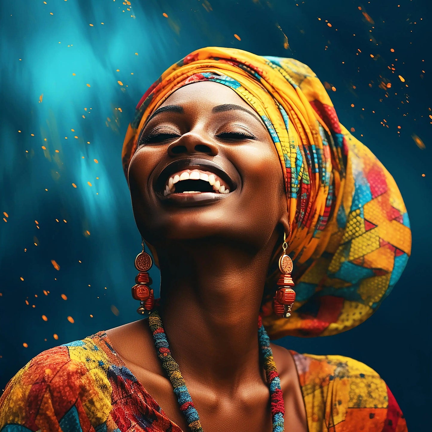 Canvanation PF 40514 / 80x80cm Affiche Femme Africaine Coloré