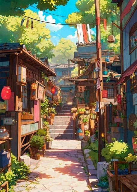Canvanation black / 30x40cm Affiche Paysage Japonais De Rue