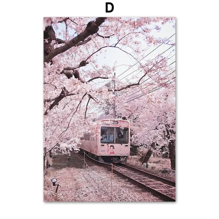 Canvanation D / 40X60cm Affiche Japonaise Mont Fuji Sakura rose