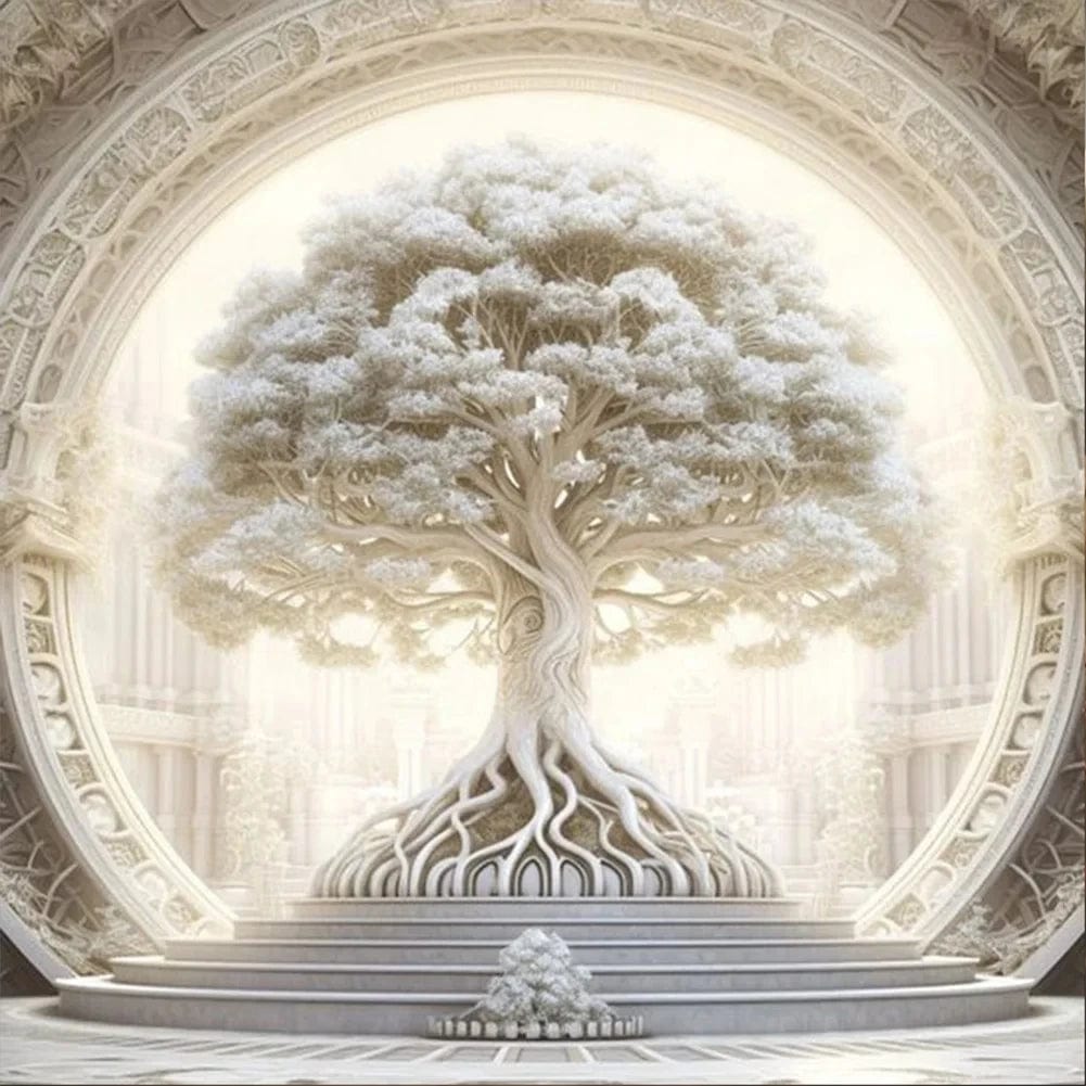 Canvanation PF30117 / 20x20cm Sans Cadre Poster Éclat Blanc de l'Arbre de Vie : Une Ode à la Pureté et à l'Harmonie
