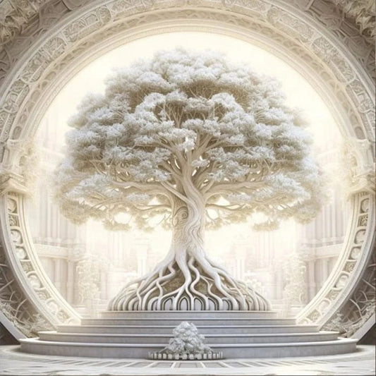 Canvanation PF30117 / 20x20cm Sans Cadre Poster Éclat Blanc de l'Arbre de Vie : Une Ode à la Pureté et à l'Harmonie