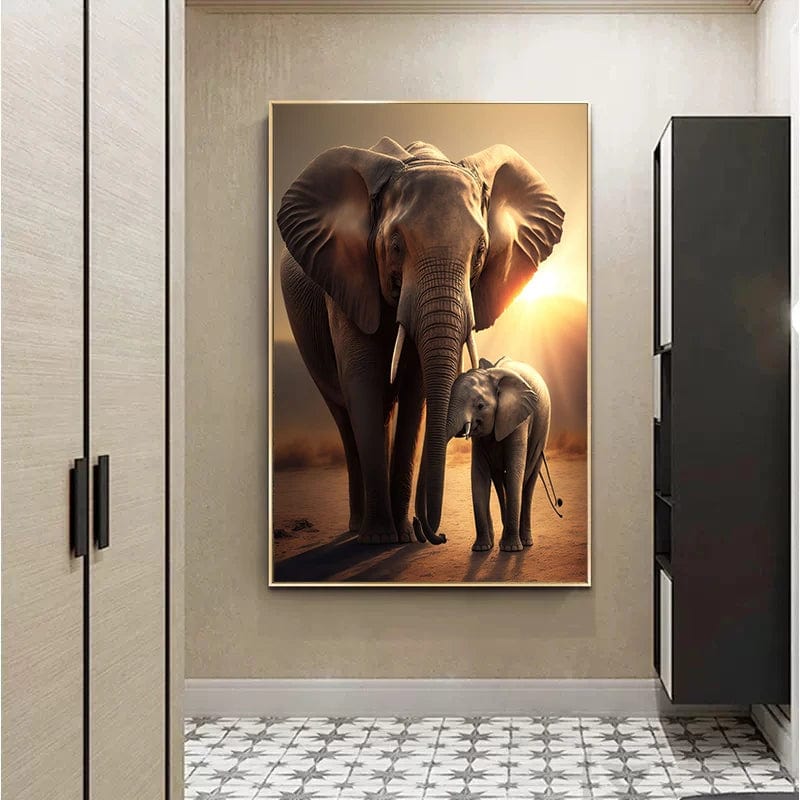 Canvanation Affiche Abstrait Elephant Coucher De Soleil