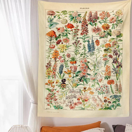 Canvanation Tapisserie Botanique Champignon, Fleurs - Élégance Naturelle pour Votre Intérieur