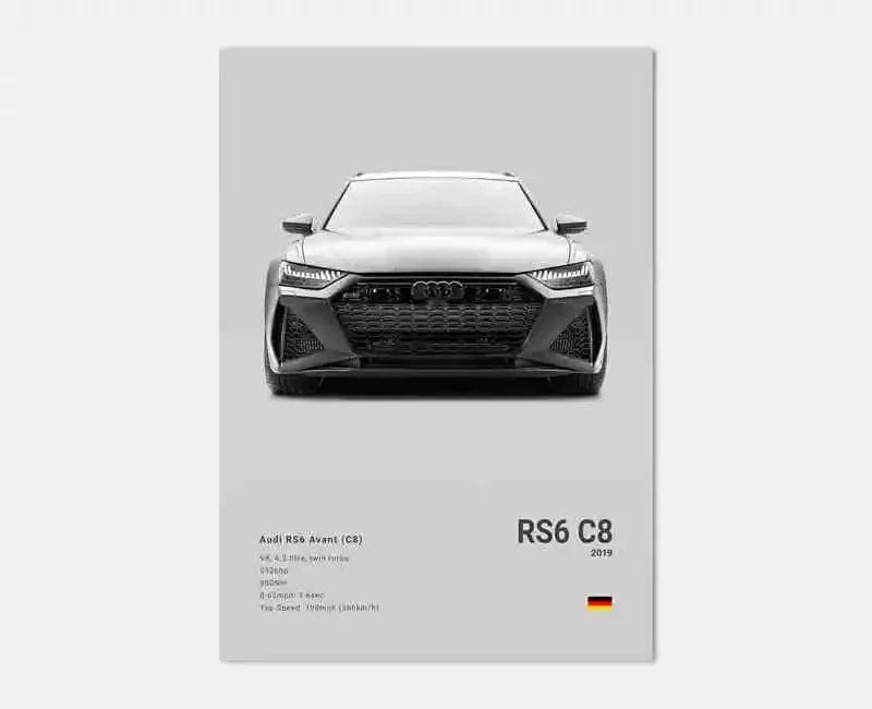 Canvanation 14 / 50x75cm Affiche Voiture Allemande Rs3 R8 C8 GTR SUV