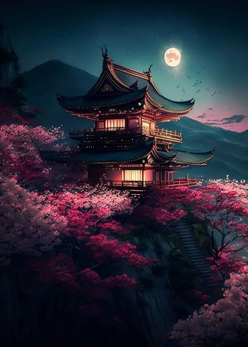 Canvanation 40X60cm / 11 Affiche Japonais Mural Moderne Sakura Et Mont Fuji