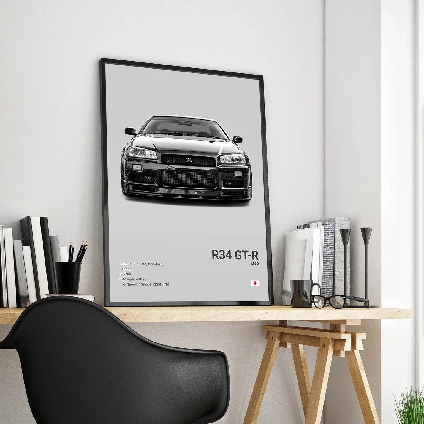 Canvanation Affiche Voiture Pop Noir Et Blanc Japon